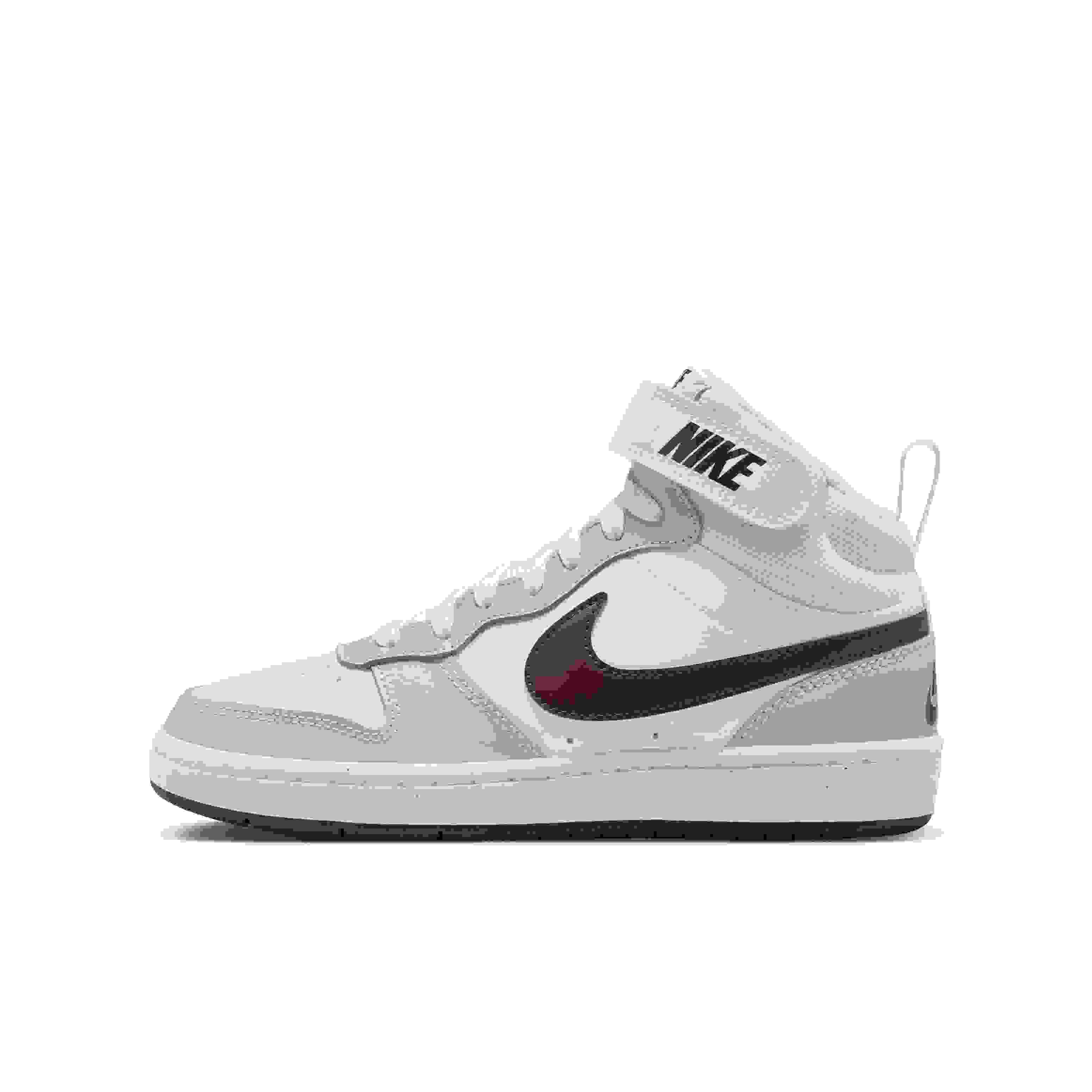 Nike Court Borough Mid 2 Grade School Girls' "White/Platinum Violet/Burgundy Crush" Shoe